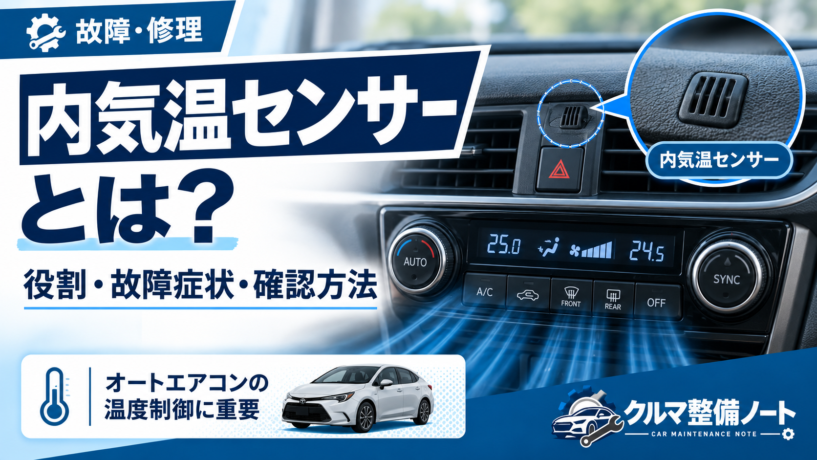 車の内気温センサーの役割・故障症状・確認方法を解説するアイキャッチ画像